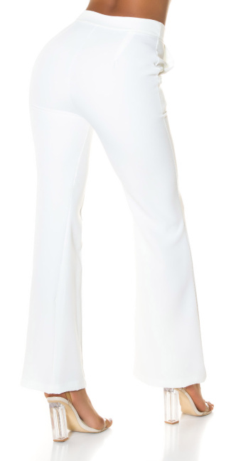 Elegant high-waisted business style flared pants White